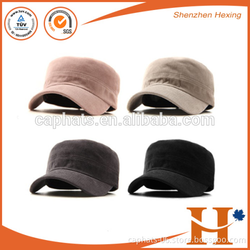 Wholesale flat top cap custom blank military hats unisex letter embroidery cap